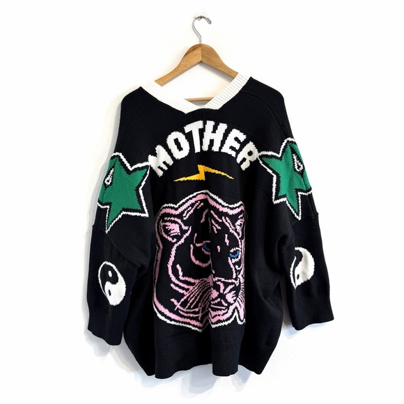 Dressed in Lala Mother is Mothering Oversized Cardigan in black original - Picture 3 of 11